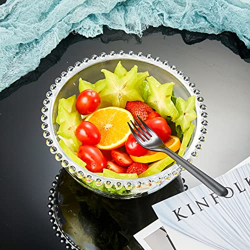 Sendimic Vintage Ipearl-Edge Clear Glass Salad Bowls,Glass Serving Bowls,Glass Mixing Bowls 8" Inch #TOP3