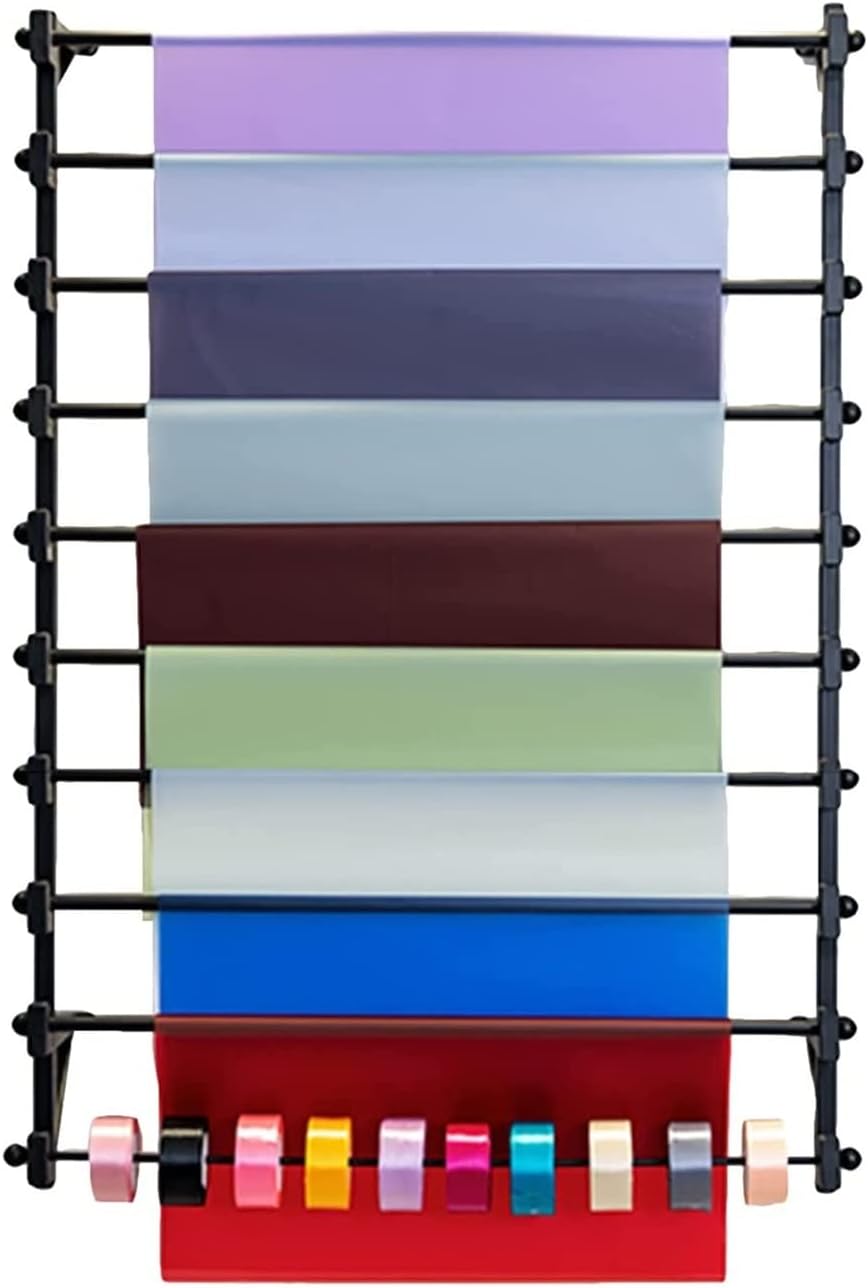 Wall Mount Gift Wrap Paper Holder, Craft Ribbon Storage Organizers for Scarf/Silk Scarf/Packaging Papers, Commercial Black Metal Rack, Black-100X120cm/39.3X47.2in