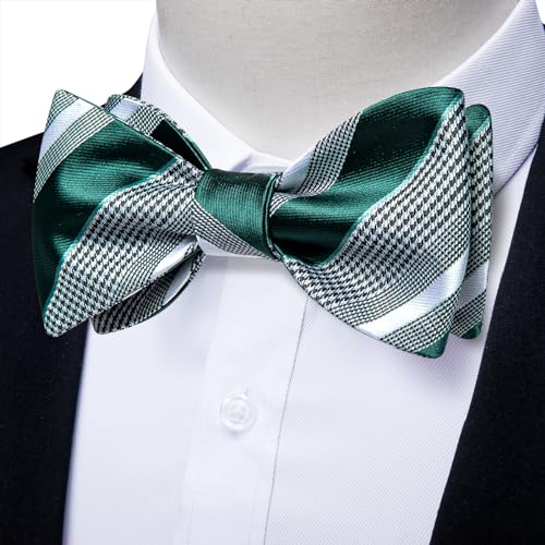 Image of DiBanGu Mens Silk Self Bow Tie Set 4PCS for Tuxedo Wedding