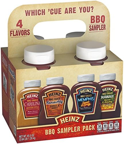 Heinz BBQ Sampler Pack Carolina Mustard Style, Kansas City Sweet & Honey, Memphis Sweet & Spicy, Hawaii Sweet & Smoky