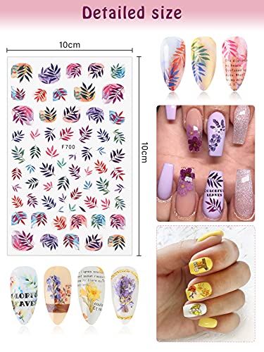 EBANKU 10 Blätter Nagelsticker Herbst Ahornblätter Nail Art Sticker Thanksgiving Nagelaufkleber Nail Art Tattoo Nagel… – Bild 3