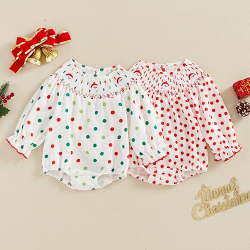 Toddler Baby Girl Christmas Thanksgiving Outfits Plaid Puff Sleeve Smocked Bubble Romper Frill Trim Ruffle Bodysuit2