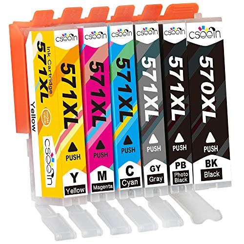 Cseein 6x PGI-570XL CLI-571XL Compatible Cartuchos de Tinta Reemplazo Alta Capacidad Compatible con Canon PIXMA MG7700 MG7750 MG7751 MG7752 MG7753 TS8050 TS8051 TS8052 TS8053 TS9050 TS9055 Impresora