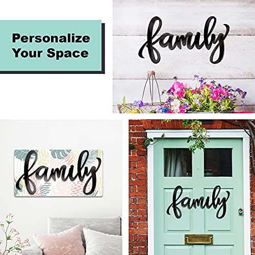 Vivegate Metal Family Signs For Home Decor Wall, 17.4"X9.1" Black Family Decor Sign Heavy Iron Happy Family Wall Art Cut Out Plaque Family Wall Decor #TOP1