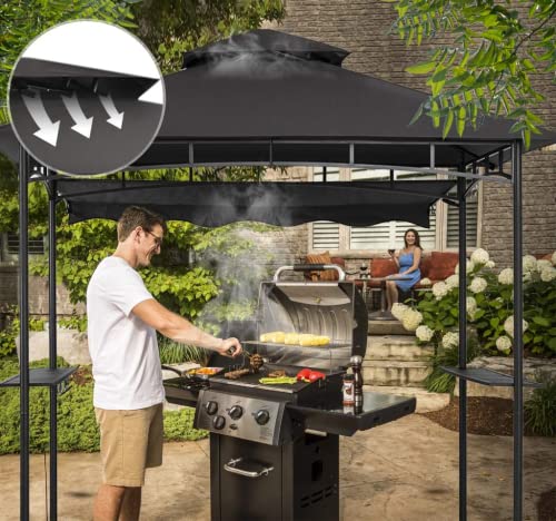 CHARMELEON-Dark-Grey-Grill-Gazebo-Double-Tiered-BBQ-Gazebo-5×8-Grill-CanopyOutdoor-BBQ-Canopy-Tent-with-Stretchable-Side-Awning CHARMELEON Dark Grey Grill Gazebo Double Tiered BBQ Gazebo 5×8 Grill CanopyOutdoor BBQ Canopy Tent with Stretchable Side Awning