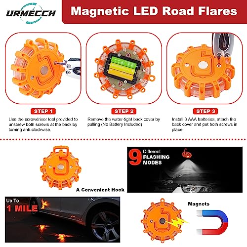 Image of Flat Tire Repair Kit with Plugs, Road Flares, Multi Function Pliers, Roadsides Car Emergency Tools for Punctured Tyres, Men's Gift for Father's Day