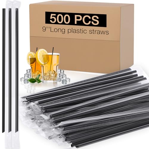 Eaasty 500 Pcs 5mm Jumbo Straws Bulk Individually Wrapped 9