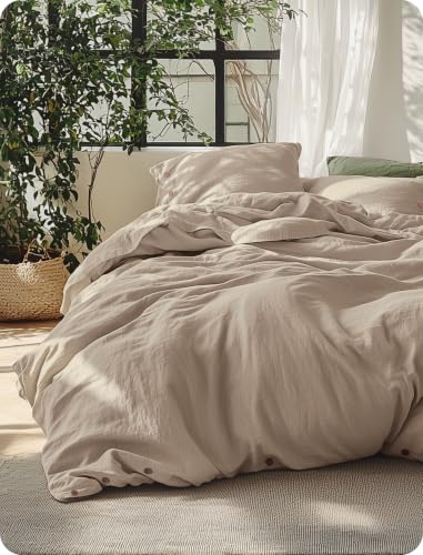 Bedsure Linen Duvet Cover King - Linen Cotton Blend Duvet Cover, PureWoven Cooling & Breathable...