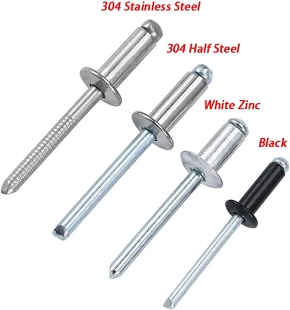 Blind Pop Rivets, Blind Rivets Dome Head Pop Rivet M2.4 to M6. 4mm to 30mm 304 SS Half Steel 10-50 Pcs(30mm,M5(20 Pcs) 304 SS)
