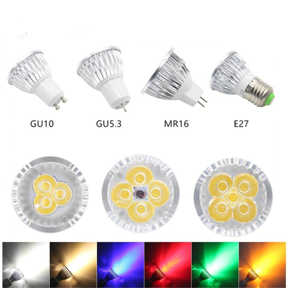 Illuminazione KJXP, Confezione da 10, Faretto LED GU10/GU5.3/E27/E14 AC220V 3W/4W/5W Lampadina LED dimmerabile(Giallo,GU10 5W)