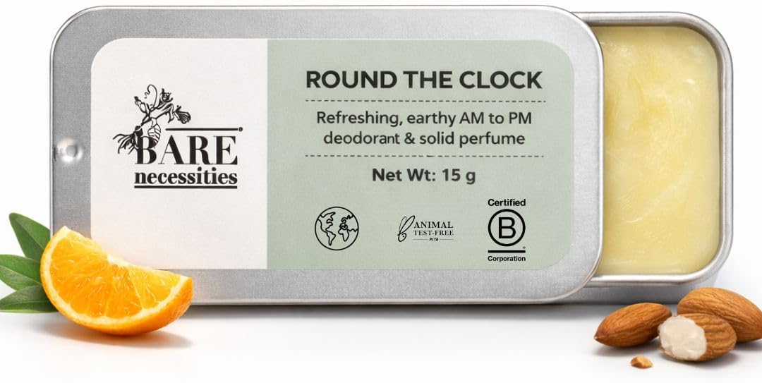 Round The Clock Natural Deodorant for Women & Men, Odour Control with Earthy Fragrance, Baking Soda-free, Long-Lasting, Aluminium-Free, Sensitive-Skin Safe - 15g