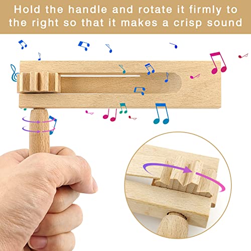 2 Stück Holzratsche Geräusche Maker, Holz Spinning Ratsche, Krachmacher, Holz Rassel Ratsche, Musikinstrument für Kinder, für Spiele Parteien Veranstaltungen, Sportveranstaltungen
