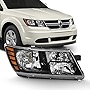 AKKON - Passenger Side Lamp Fits 2009-2019 Dodge Journey Black Trim Original Manufacturer Style Headlight Assembly