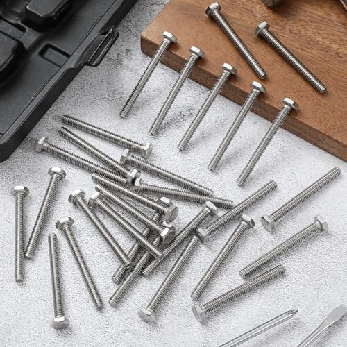 Image of Zonon 50 Pcs 1 /4-20 x 2-1 /2 inch Hex Head Screw Bolt 18-8 (304) Stainless Steel Hexagon Bolts, Fully Threaded, Plain Finish, External Hex Drive (Silver)