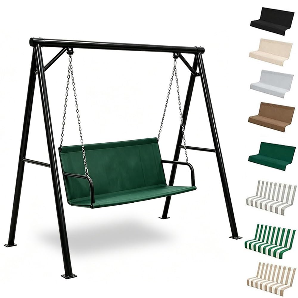 ZYXQQJ Swing Seat Cover Replacement Swing Chair Cushion Cover 600D Oxford Waterproof Seat Replacement Fabric For Detachable Swings 2/3 Seater(Green,148x50x50cm)