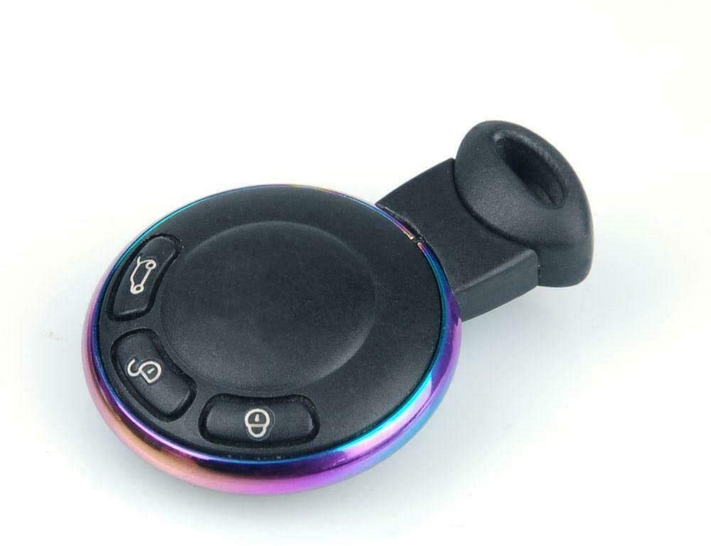 MOTO4U Stainless Steel Smart Key Fob Ring Rim Trim Cover Replacement for Mini R55 R56 R57 R58 R59 R60 in chrome multicolor