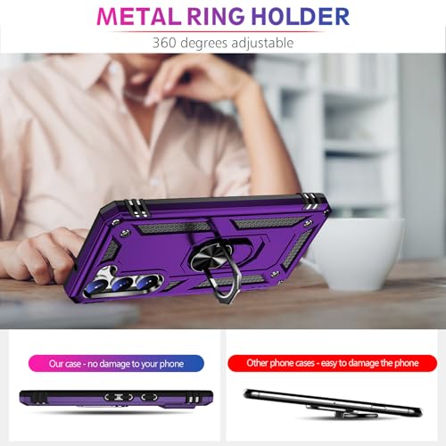 Image of for Samsung Galaxy S24 Case with Screen Protector, Military Grade Rugged Shockproof Heavy Duty Galaxy S24 5G Protective Cover for Samsung S24 5G Magnetic Ring Kickstand Phone Case (Purple)