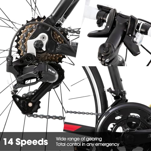 HILAND 14 Speeds 700C Road Bike, Light Weight Aluminum Frame
