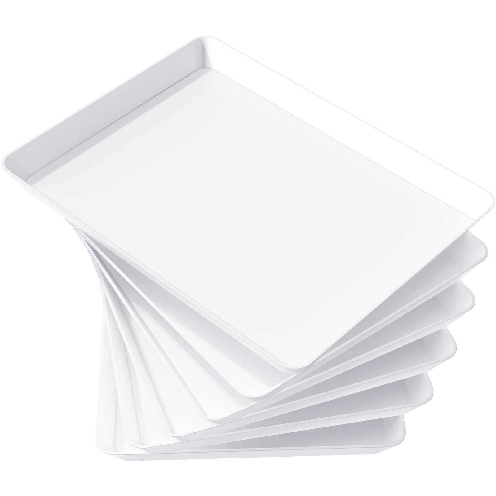 Lifewit Plastic Serving Tray, White Serving Platters for Party Food, BPA Free, Trays for Charcuterie Dishes, Reusable Platter for Snacks, Fruit, Cookies, Sandwich, Set of 6, 41 x 30cm