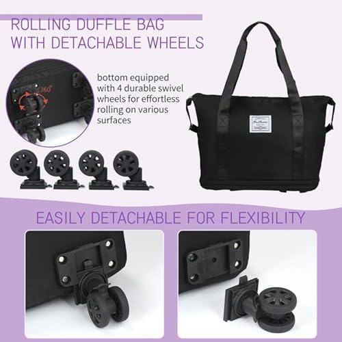 Voowo 1111 Rolling Duffle Bag With Wheels, Expandable Foldable Duffle Bag With Wheels And Handle For Travel, Rolling Luggage Bag Carry On Duffel Bag thumb #4