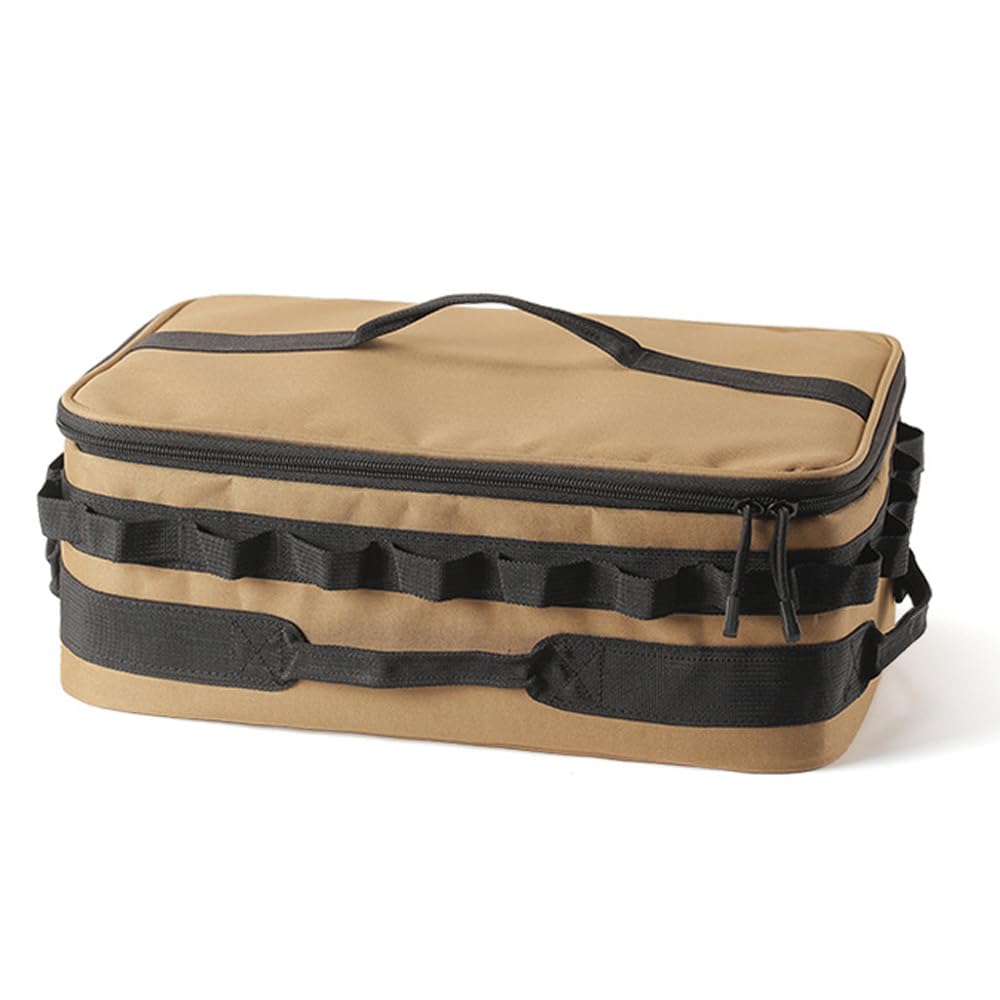 Fyearfly Bolsa de almacenamiento de utensilios de cocina al aire libre de gran capacidad, organizador portátil de picnic para barbacoa, paño Oxford multifuncional para condimentos de camping