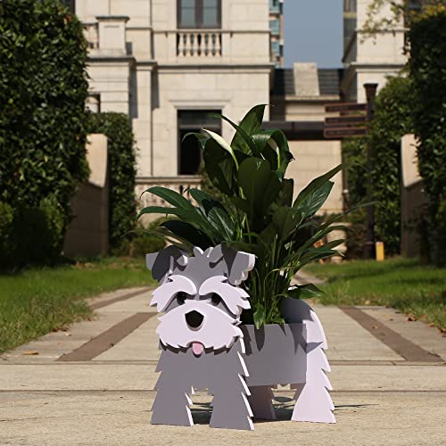 Gochoi Small Schnauzer Grey Gifts Dog Planter,PVC Animal Plant Pots Outdoor Indoor Garden Planters for Succulent,Cute Rectangular Plant Flower Pots Decor S Schnauzer Grey - Image 3