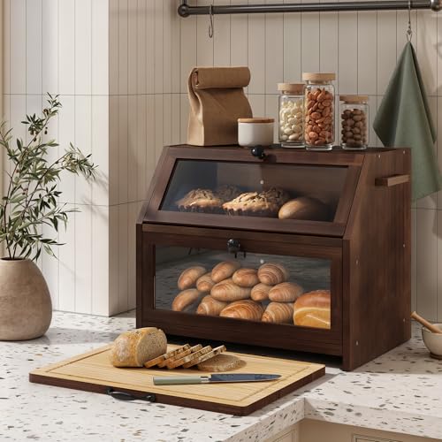 YOUDENOVA Boîte à pain Eco - Avec planche à découper - Boîte de rangement - Visualisée - Pour...