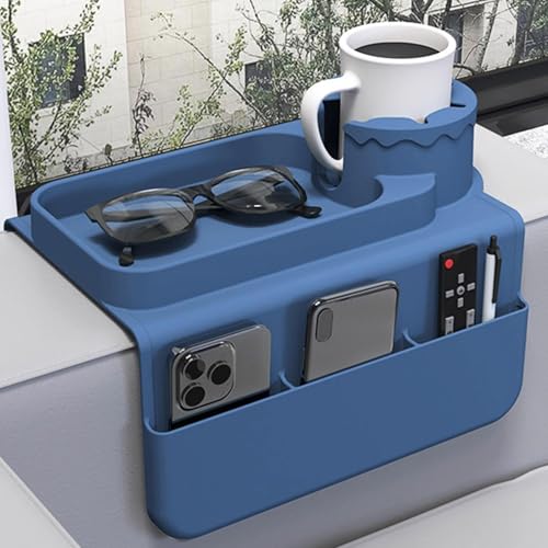 Bandeja de sofá anticaídas para evitar derrames de café con compartimento para mandos 4