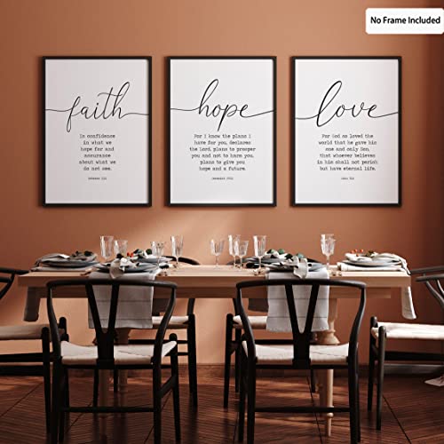 Faith Hope And Love Bible Verses 3 Piece Canvas Wall Art Decor Serenity Prayer Wall Art Or Living Room Large Size Christian Art Religious Quotes Wall Decor Unframed Love Wall Art Prints 16X24Inchx3 #TOP4