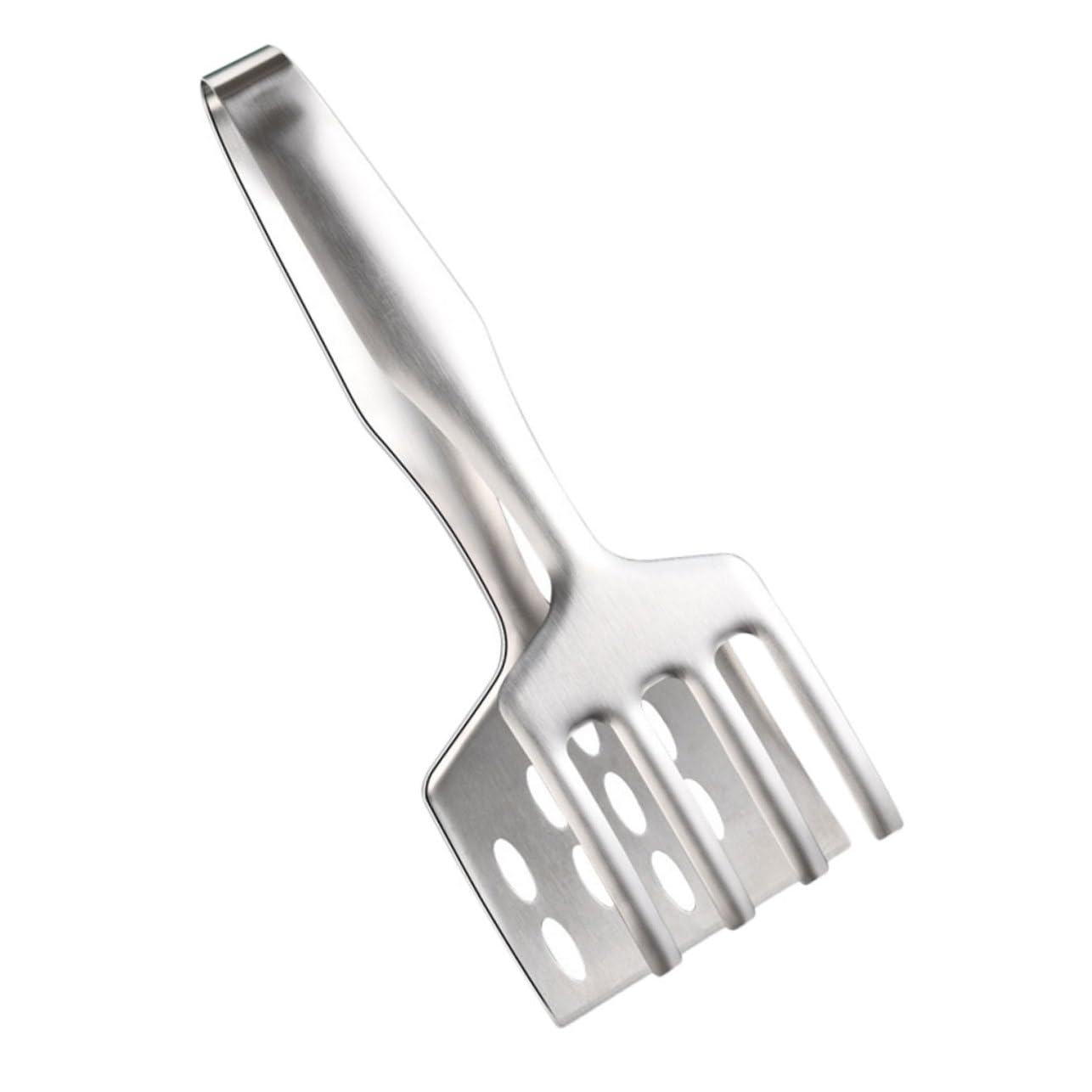 BCOATH 1Pc Food Clip Multi Functional Serving Tongs for Bbq Steak Fish Durable Kitchen Utensil for Parties Weddings Picnics Easy to Clean Silver