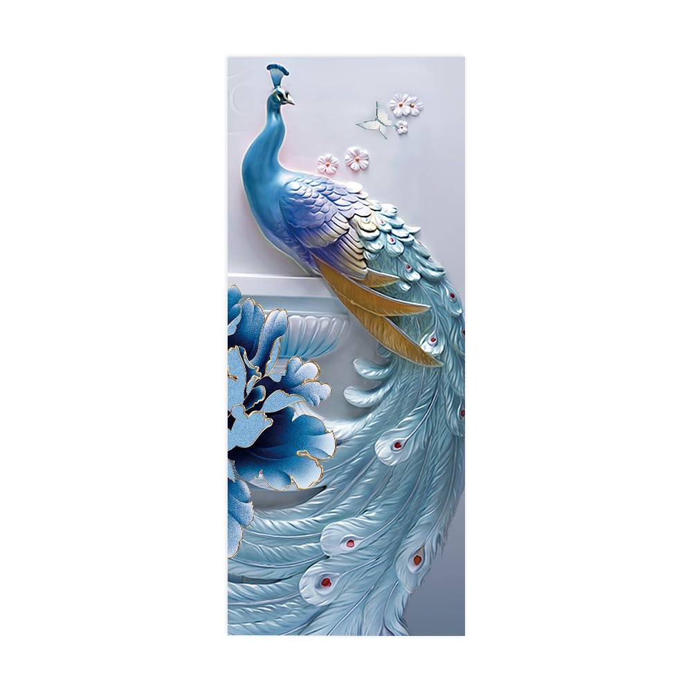 Papier peint art décor 3D paon en vinyle adhésif repositionnable 93x205