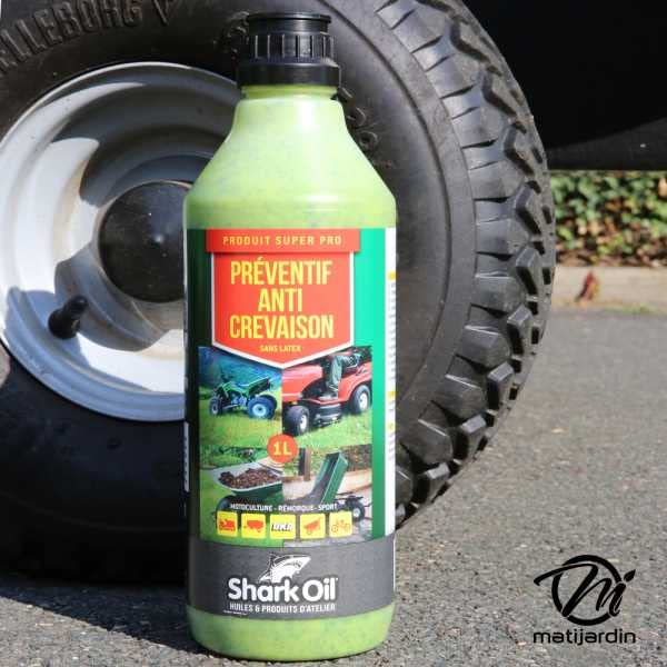 Shark Oil OKO Super Pro - Anti-crevaison Préventif 1L (Lot De 2) Pour Pneus Tondeuse, VTT, Remorque