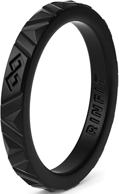 Rinfit Silicone Wedding Ring Sets - Soft, Stackable & Thin Silicone Rings for Her - Womens Rubber Wedding Rings