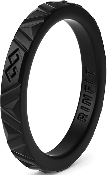 Rinfit Silicone Wedding Ring Sets - Soft, Stackable & Thin Silicone Rings for Her - Womens Rubber Wedding Rings