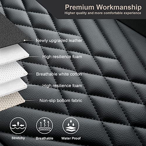 Image of GIANT PANDA Premium PU Leather Front Car Seat Cover Protector Anti-Slip Bottom Seat Cover Fits 95% of Vehicles, Wrapping Around The Bottom (2 Packs - Black)