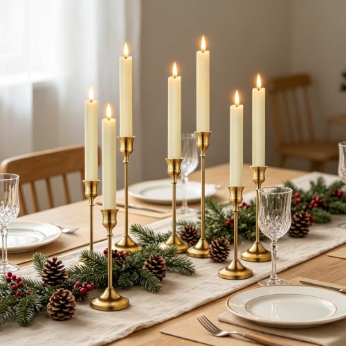 Image of Upgraded Real Wax LED Flameless Taper Candles with Remote, 8 Inch Ivory Candlesticks Battery Operated 3D Flickering - 8 inch Realistic Fake Candle Sticks for Home /Wedding /Fireplace Xmas Decor
