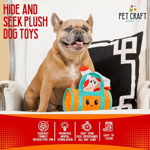 Pet Craft Supply Hide and Seek Plüsch-Hundespielzeug, knisternd, quietschend, interaktives Puzzle, Kauen, Apportieren, Leckerlis, verstecken, Gehirn, stimulierend, niedlich, lustiges Spielzeug-Set für