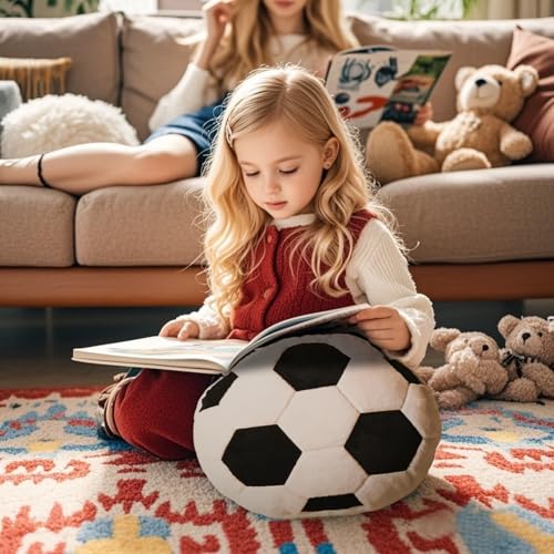 Yhoelata Plüsch Fußball Sitzkissen, Flauschiges Football als Weicher Sportball, Kreative Zimmer Dekoration für Kinderzimmer, Fussball Geschenke für Jungen, 35x35cm