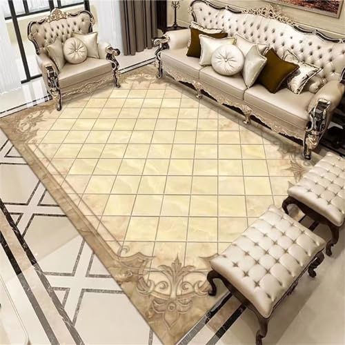 Tapis entrée antidérapant grand format marron pour salon - 2