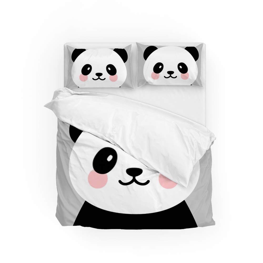 Juego de funda de edredón de panda microfibra suave que no se arruga con fundas almohada