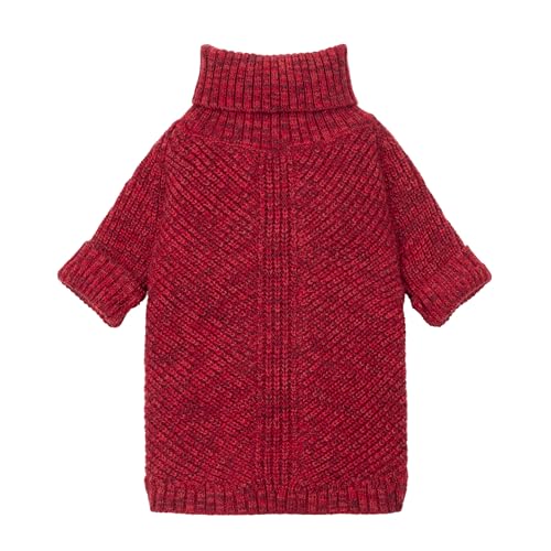 Image of Fitwarm Knitted Turtleneck Dog Sweater, Thermal Dog Winter Clothes for Small Dogs Boy Girl, Holiday Pet Outfit, Heather Dark Red, Medium