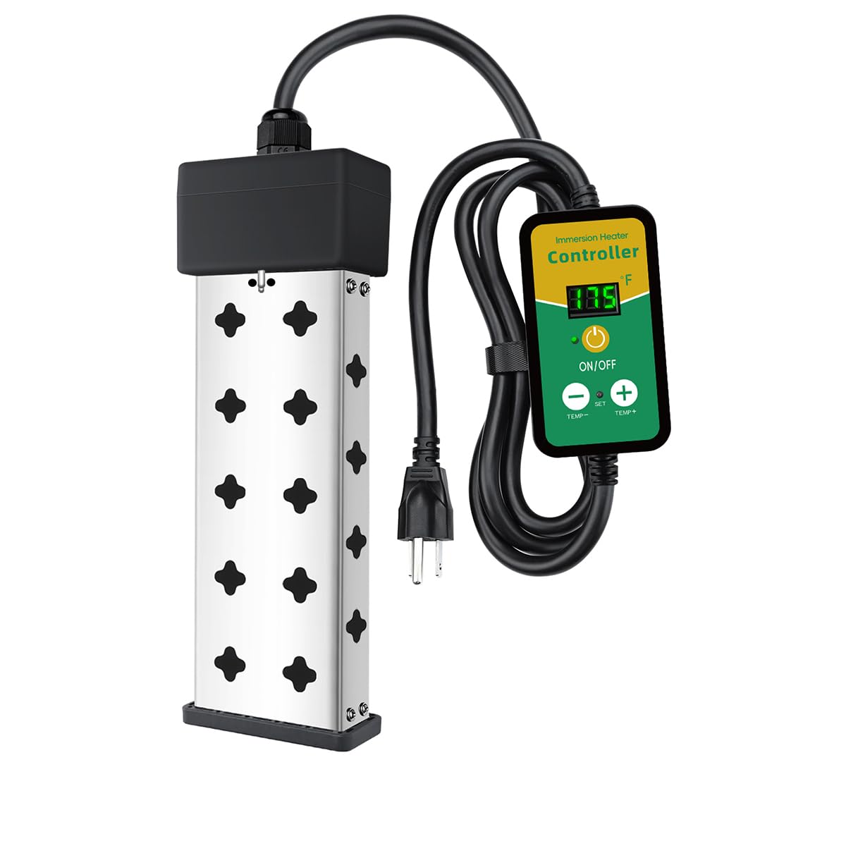 Immersion Water Heater 1800W 120V with Digital Thermostat Control, Dry Burn Protection Alarm, Real-Time Temperature Display, 14AWG Heavy-Duty Cord,