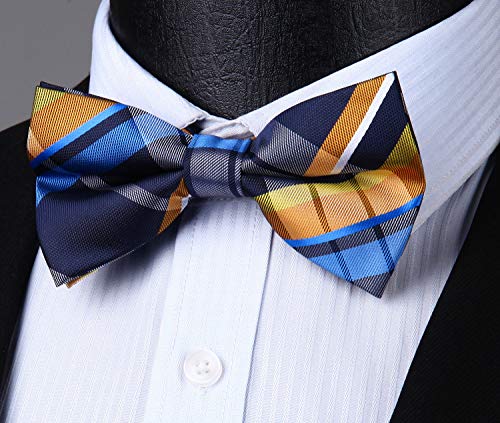 Image of HISDERN Bow Ties for Men Pretied Bowties Classic Formal Business Bow Tie Adjustable Tuxedo Bowtie for Wedding Party