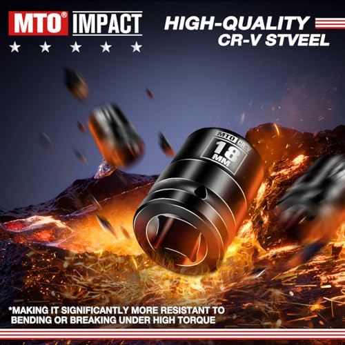 Image of MTO 1 /2 inch Drive 18mm Shallow Impact Socket, 6-Point Metric Socket for Automotive Maintaince, CR-V Steel Meets ANSI Standards