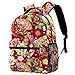 Peonia giapponese floreale pieghevole ventilatore rosso modello zaino scuola college borsa bookbag escursionismo viaggio zaino per donne uomini