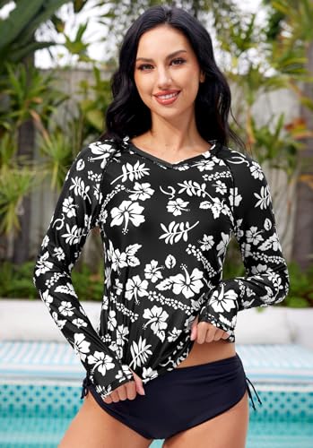 BesserBay Women's UPF 50+ V Neck Thumb Holes Long Sleeve Rashguard Top Shirt2