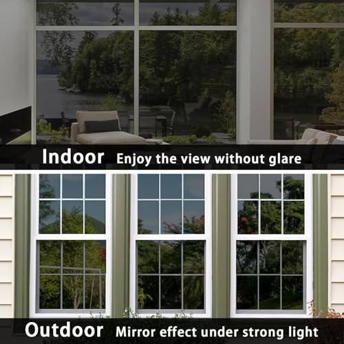 Image of WALLFLY Window Black Film, Light Privacy Sun Control Glass Film| Tint for Home Solar Film Heat Control Window Film Office and Home Privacy for Smooth Glass Film (20 X 80) inch, Peel and Stick