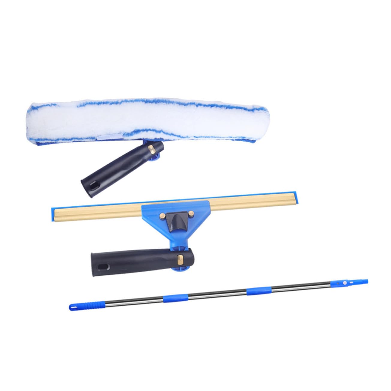 Limpiacristales con Escobilla Giratoria y Paño de Microfibra Absorbente Mango Ergonómico Extensible para Limpieza de Ventanas Coches y Mamparas de Ducha