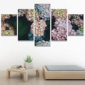 SIGNWIN 5 Panel Canvas Wall Art Assorted Petals...