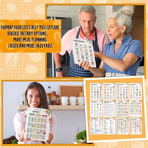 Image of Sinload 12 Pcs Low FODMAP Food List FODMAP Meal Plan Food Chart Nutrition Grocery List Laminated Meal Poster for Gut Health